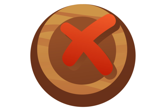 Close Button for Game Ui: Cartoon Wooden Graphics & Illustrations