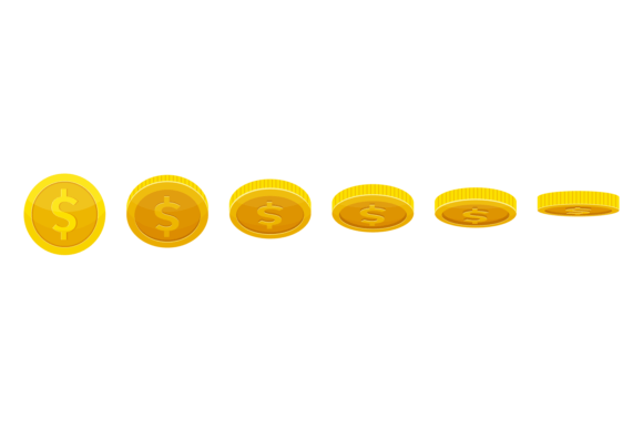 Coin Rotation Set: Cartoon Game Money Graphics & Illustrations