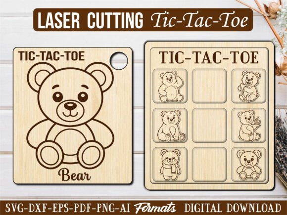 Cute Bear Animal Tic Tac Toe Puzzle Game Graphics
