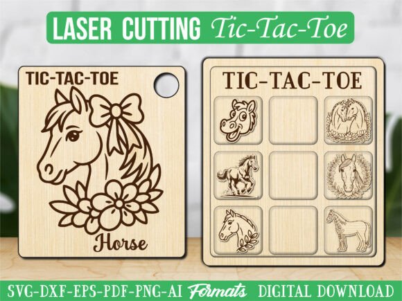 Floral Horse Bow Tic Tac Toe Puzzle Game