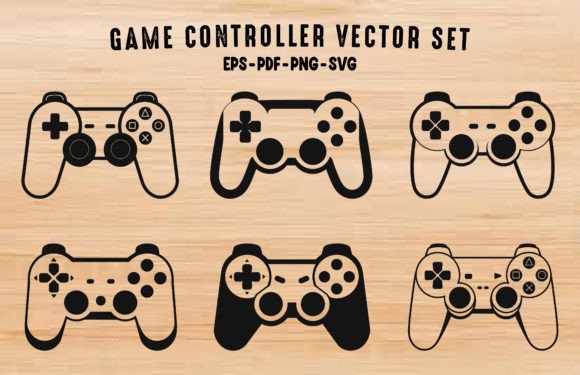 Game Controller Silhouette Graphics & Illustrations Set