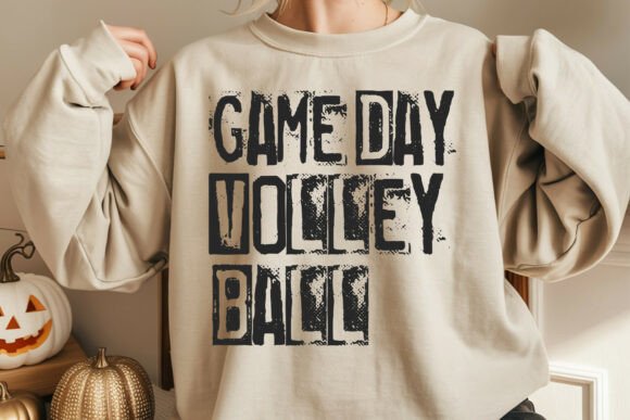 Game Day Volleyball Typography Design Graphics for Crafts Branding