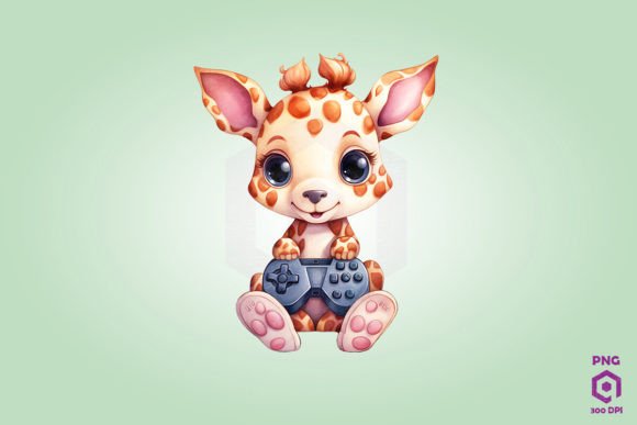 Giraffe Playing Video Game Graphics & Illustrations