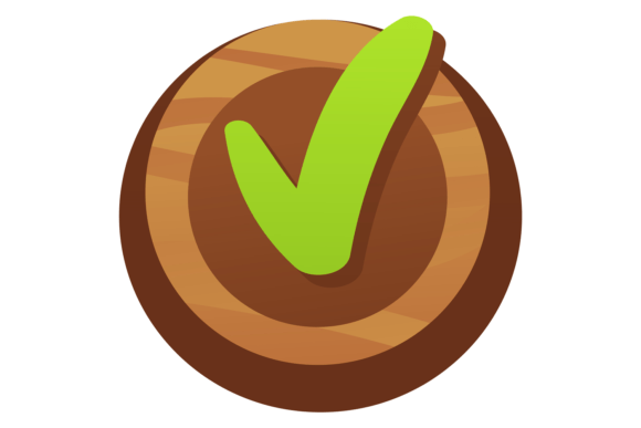 Green Check Button: Wooden Game Graphics Review