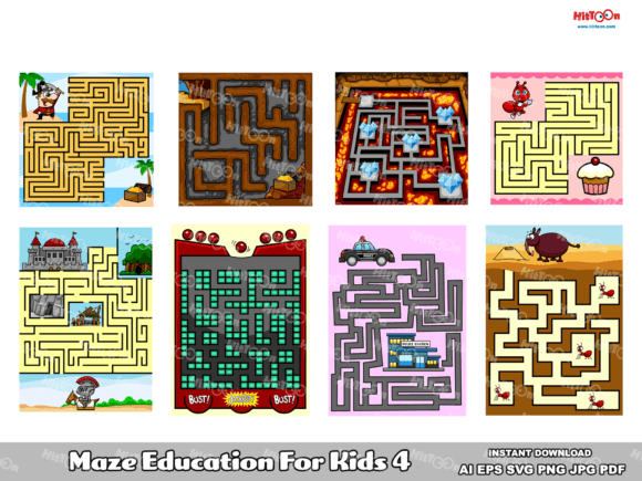 Maze Game Education for Kids 4 Graphics and Illustrations