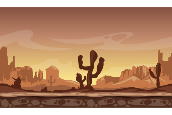 Mountain Desert Game Background: Graphics & Illustrations