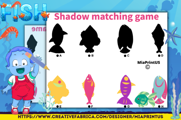 Ocean Animals Shadow Matching Game Prek Graphics